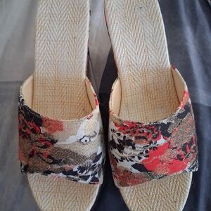 SHEIN Red and Black Floral Sandals